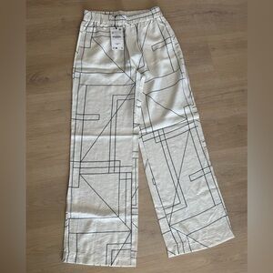 Zara White Geometric Patterned Pants